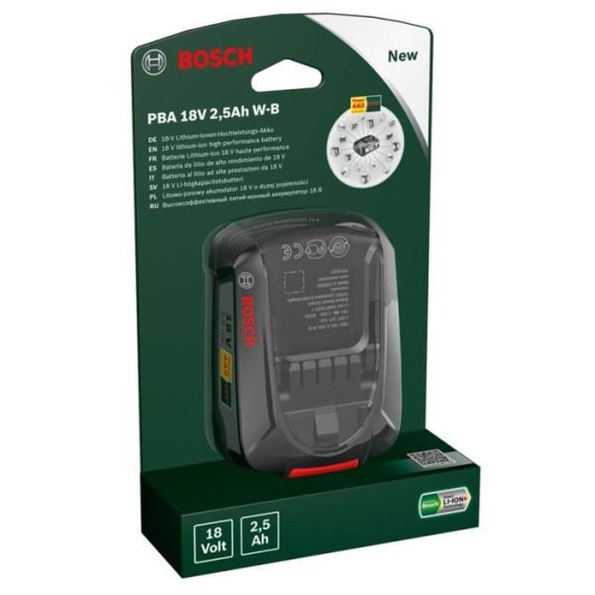 Voir la diapositive 2 : BOSCH Batterie lithium-ion bosch - 18 v 2,5 ah - li-ion - grande autonomie - sans effet mémoire