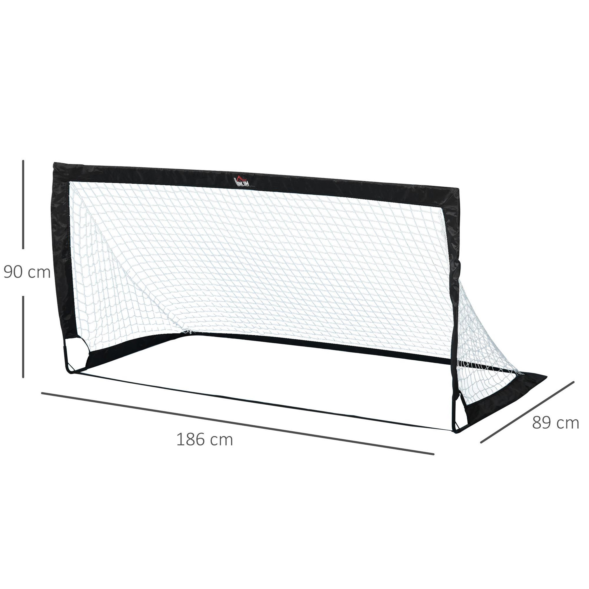 Voir la diapositive 3 : HOMCOM Lot de 2 buts de foot portables avec sac de transport et piquets d'ancrage blanc noir