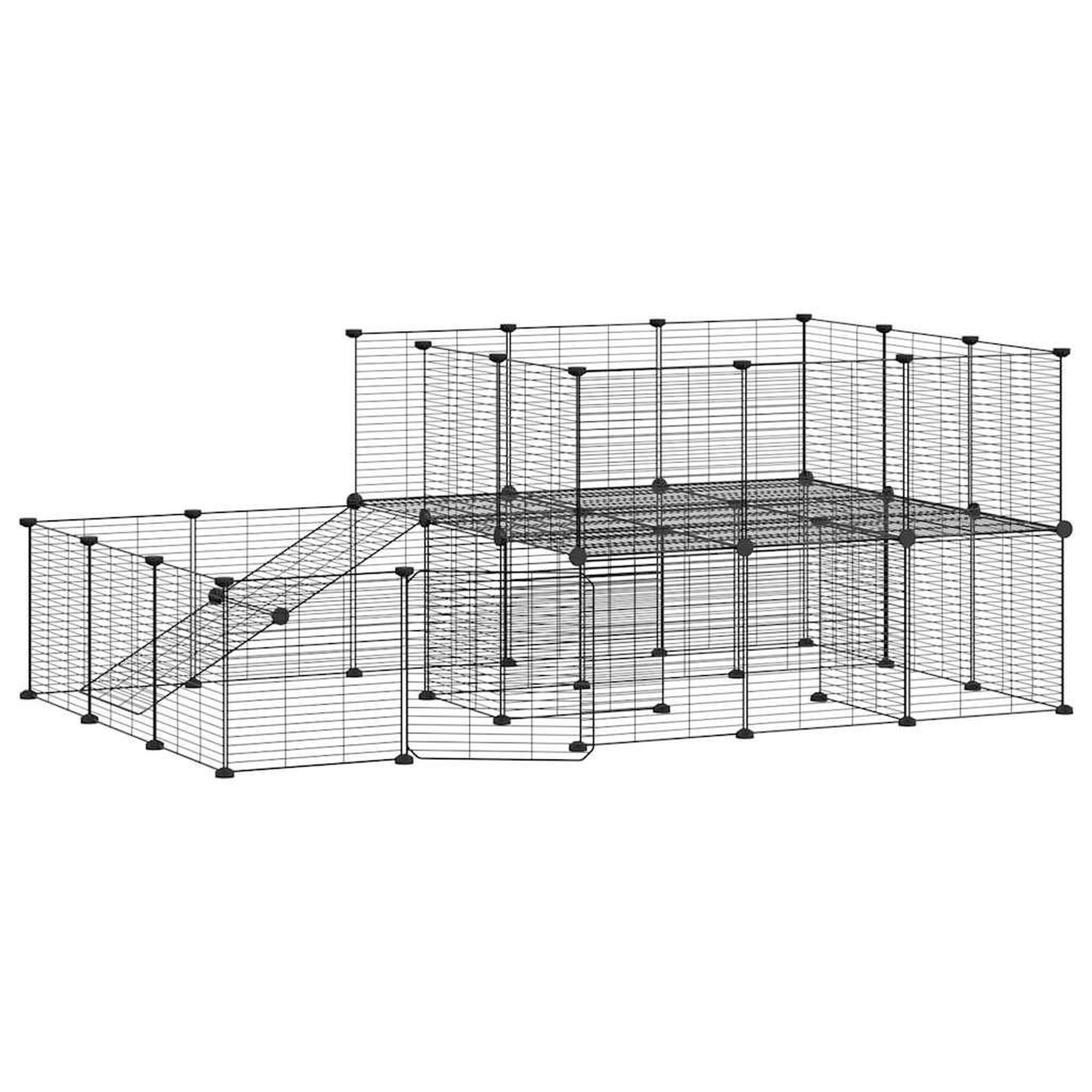 Voir la diapositive 2 : VIDAXL Cage animaux de compagnie a 44 panneaux et porte Noir 35x35 cm