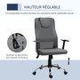 Voir la diapositive 4 : HOMCOM Fauteuil de bureau ergonomique hauteur assise réglable pivotant 360° revêtement synthétique et maille gris