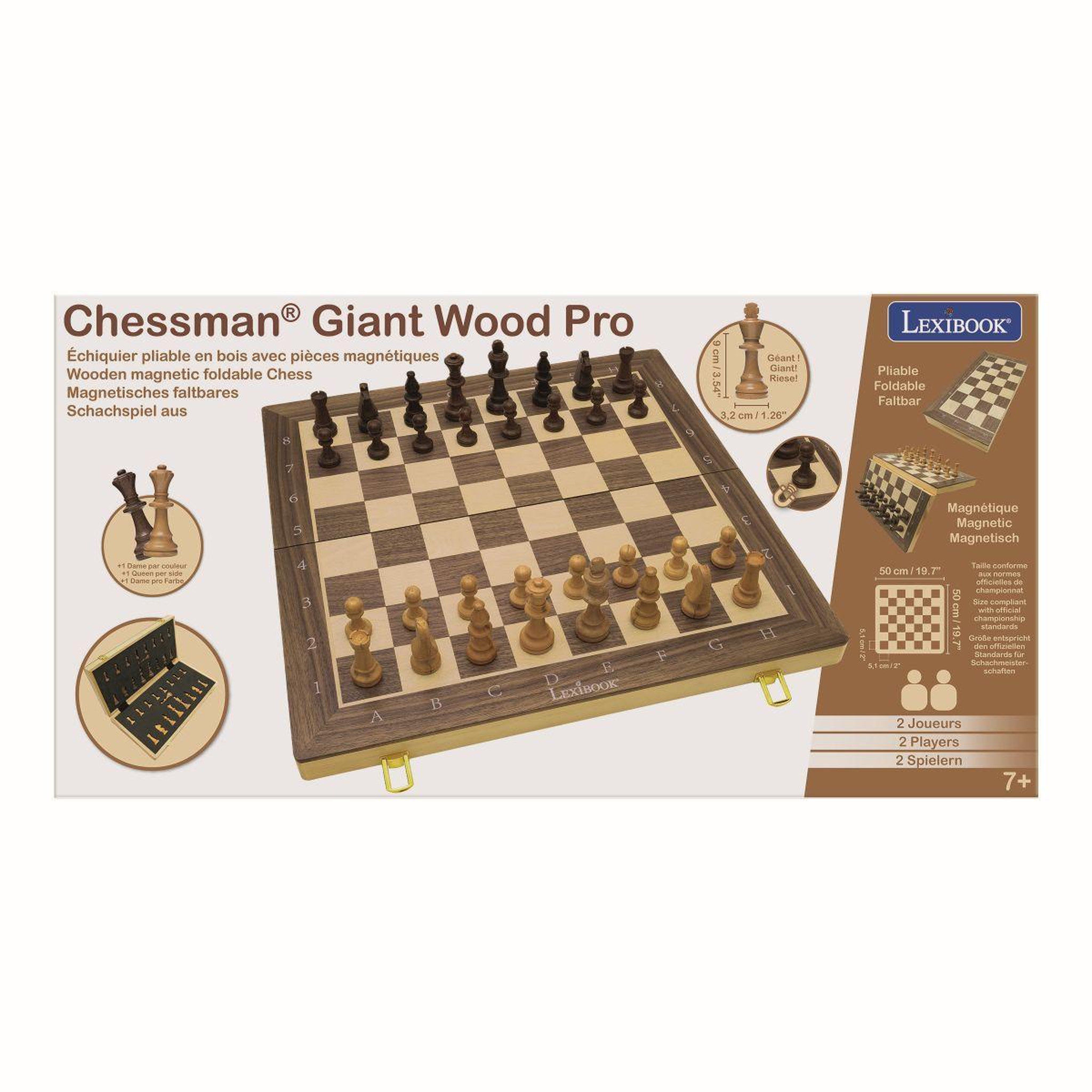 Voir la diapositive 3 : Lexibook Jeu d'échecs magnétique pliable en bois