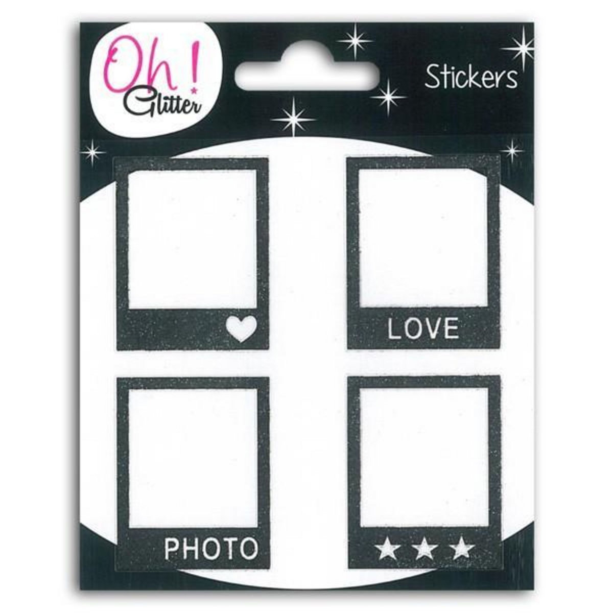 Oh! Glitter Stickers Polaroïd noirs