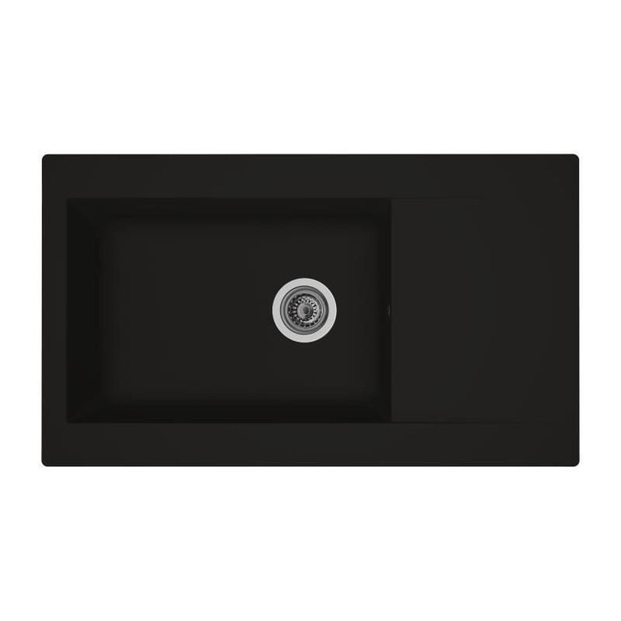 STRADOUR STRADOUR Evier cuisine a encastrer 1 grand bac + 1 egouttoir Einna - Resine - 86 x 50 cm - Noir