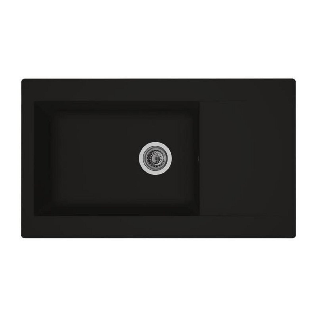 STRADOUR STRADOUR Evier cuisine a encastrer 1 grand bac + 1 egouttoir Einna - Resine - 86 x 50 cm - Noir