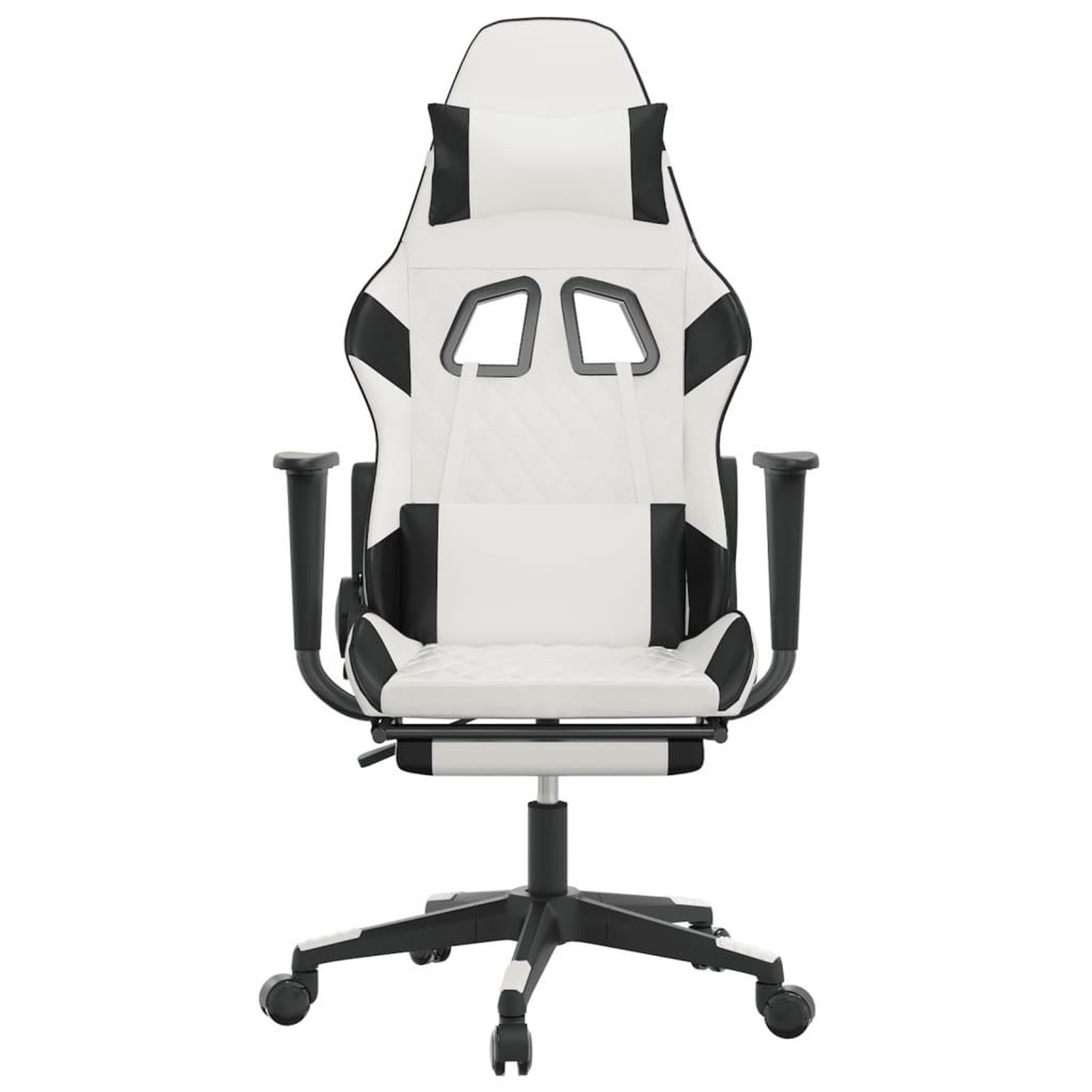 Voir la diapositive 3 : VIDAXL Chaise de jeu avec repose-pied Blanc et noir Similicuir