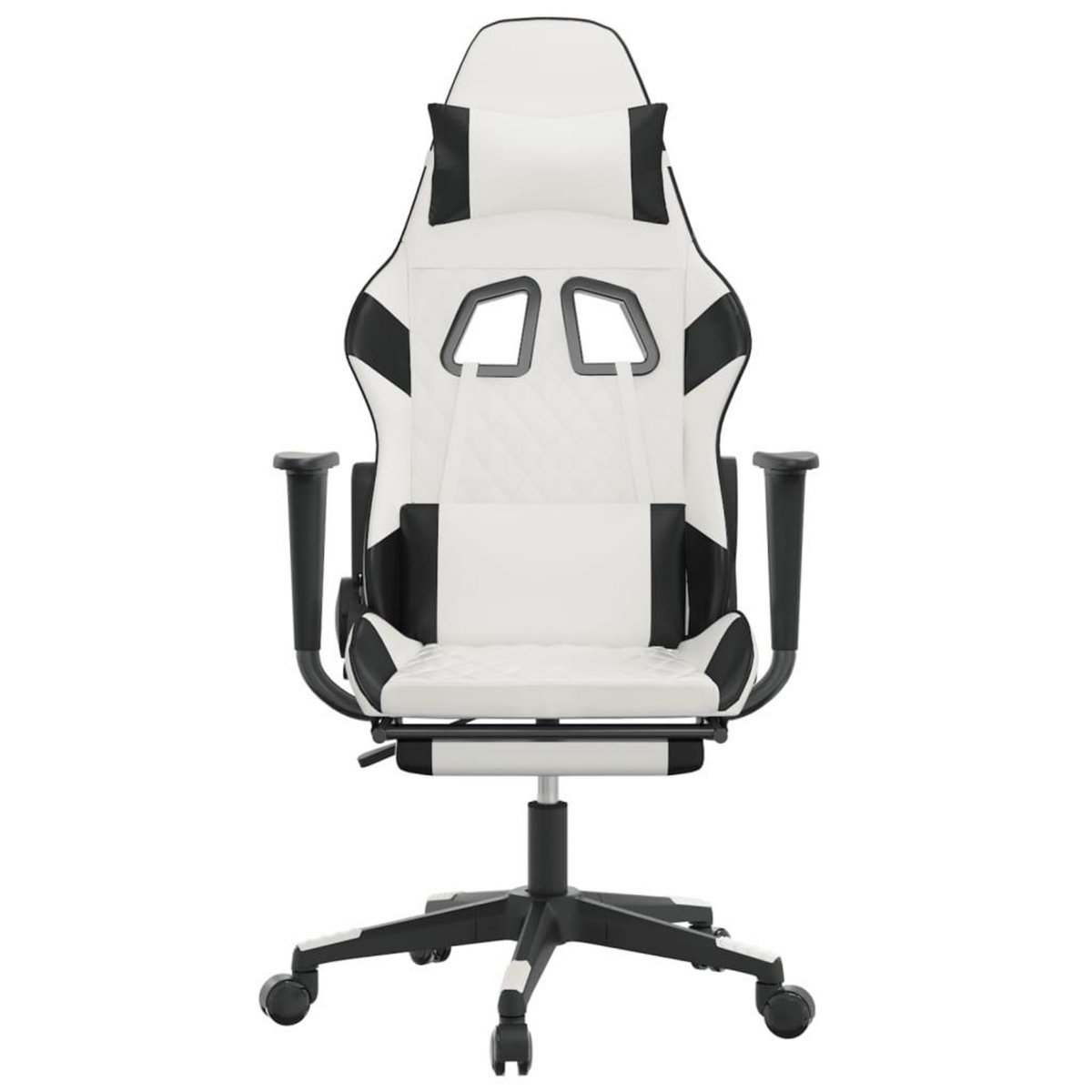 VIDAXL Chaise de jeu avec repose-pied Blanc et noir Similicuir