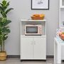 Voir la diapositive 2 : HOMCOM Chariot desserte micro-ondes placard 2 portes - dim. 60,4L x 40,3l x 97H cm