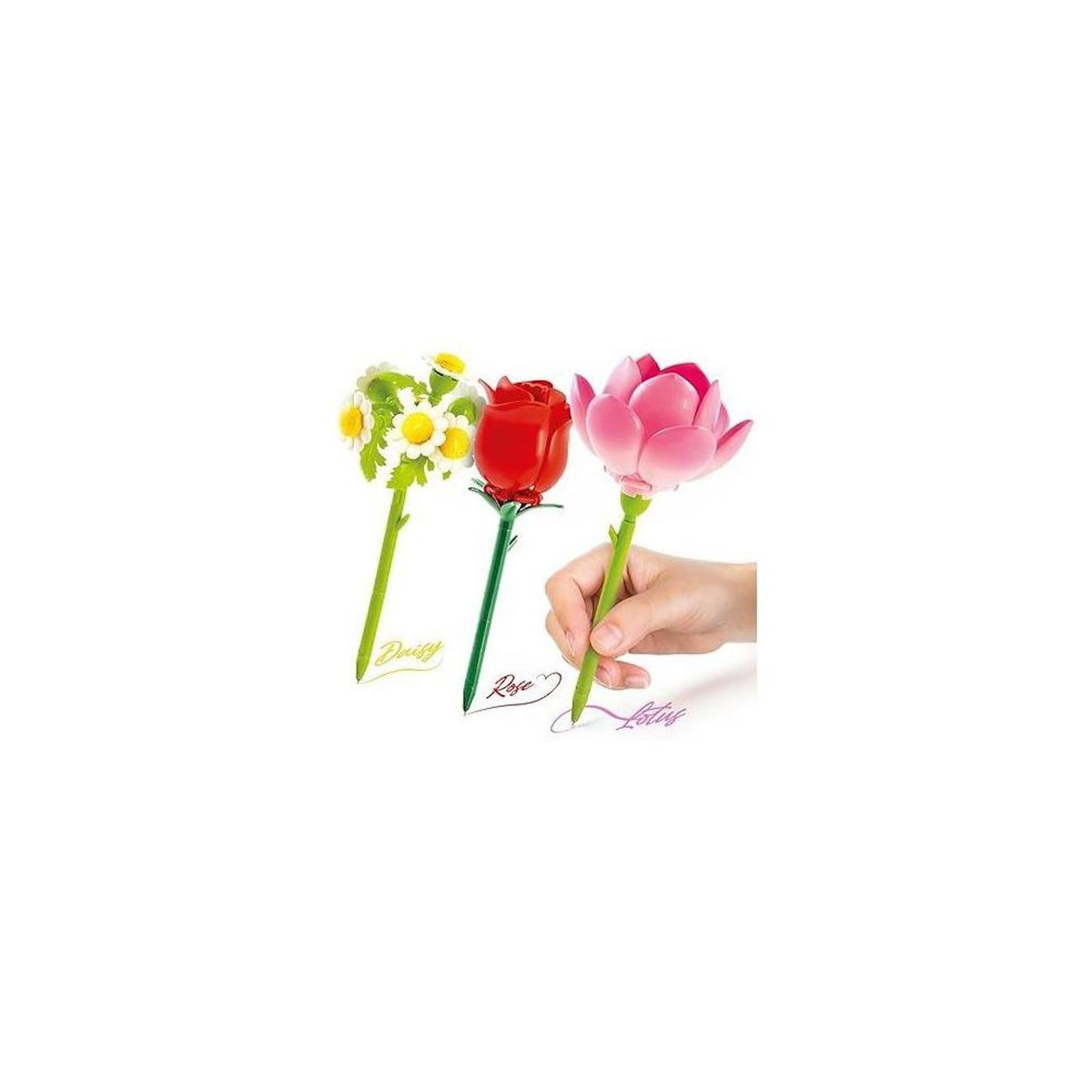 Canal Toys Canal Toys - BLOOM – Stylo Fleur a Construire – Pack de 3 – Rose, Lotus et Marguerite - Encre pailletée et parfumée –