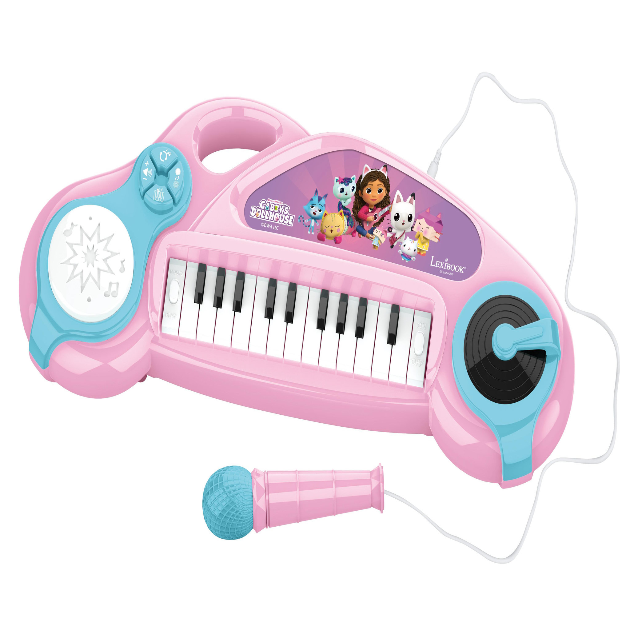 Lexibook Piano électronique pour enfants Gabby et la maison magique avec effets lumineux et microphone - 24 touches