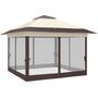 Voir la diapositive 5 : OUTSUNNY Tonnelle barnum de jardin pop-up pliant 3,64L x 3,64l x 2,98H m acier polyester moustiquaires + sac de transport à roulettes beige marron