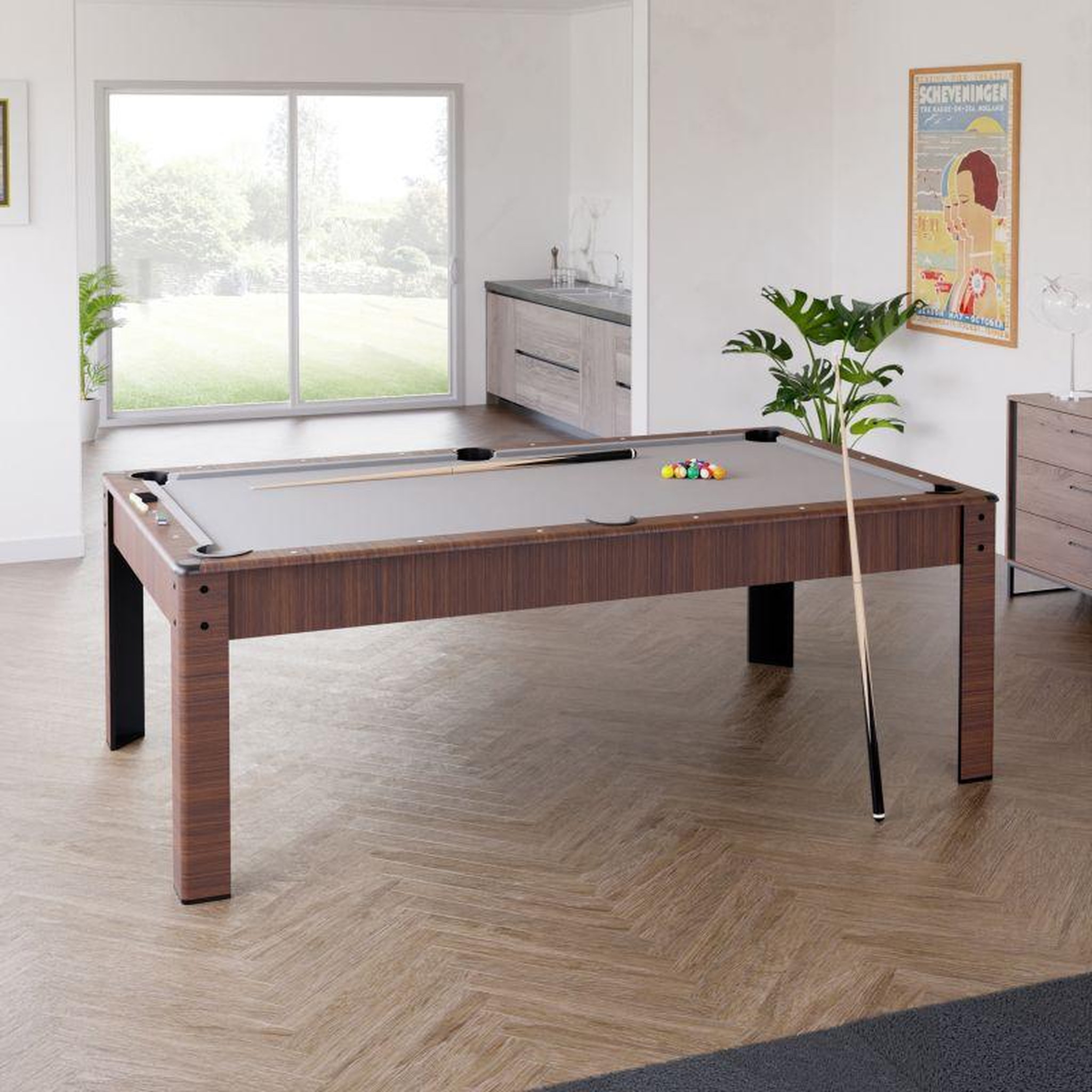Voir la diapositive 4 : PLAY4FUN Billard Américain HARMONY 6Ft - 206,5 x 116,5 x 80 cm avec accessoires et plateau dînatoire - Couleur Chêne
