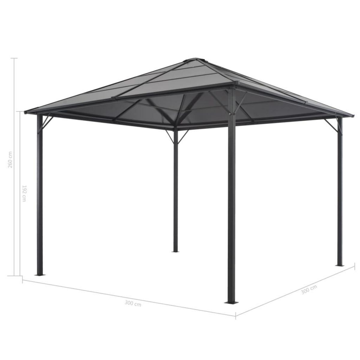 VIDAXL Tonnelle avec rideau Aluminium 3x3 m Noir