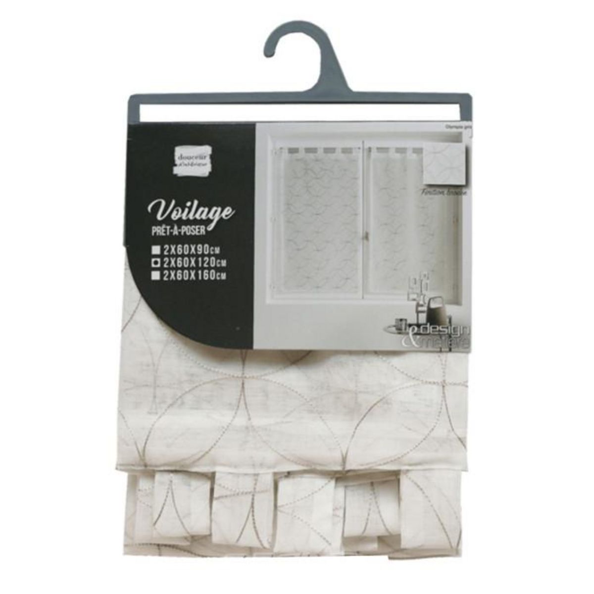 Paris Prix Paire de Voilages  Olympia  60x120cm Gris