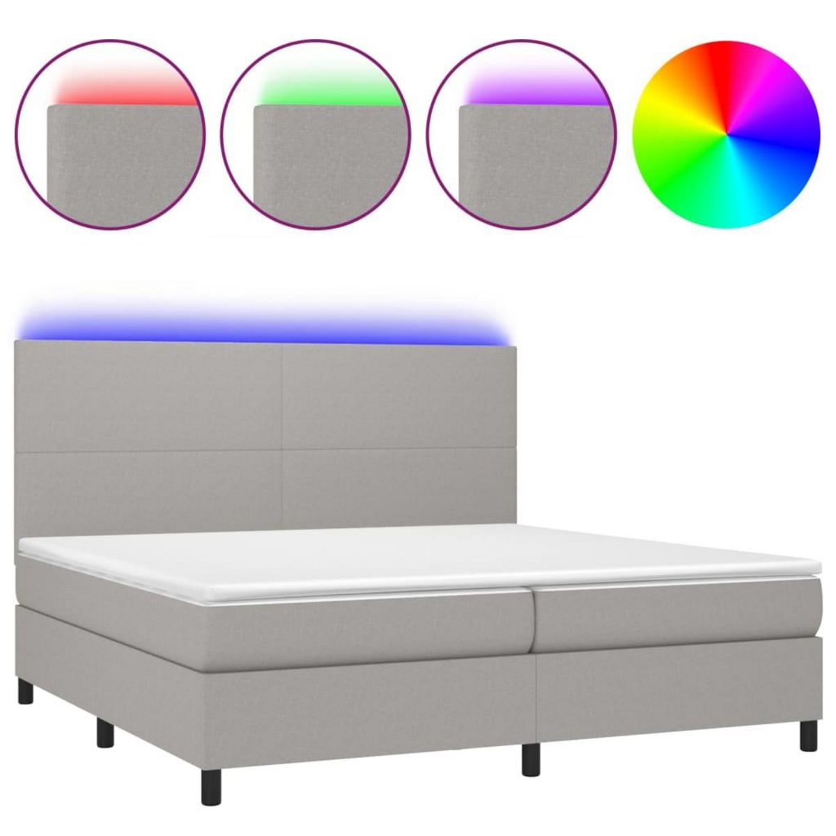 VIDAXL Sommier a lattes de lit et matelas et LED Gris clair 200x200 cm