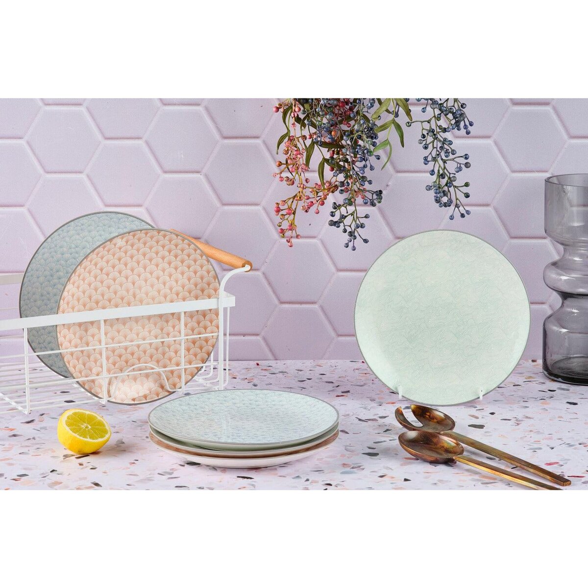 BJORN Assiette PATTERN Ø21cm - 6 pièces - Pastel