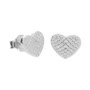 Voir la diapositive 1 : L'ATELIER D'AZUR Boucles d'Oreilles Argent 925/000 Rhodié - Coeur Pavé de Zirconiums