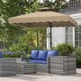 Voir la diapositive 2 : OUTSUNNY Parasol déporté carré pied en croix double toit lambrequin vague douce kaki