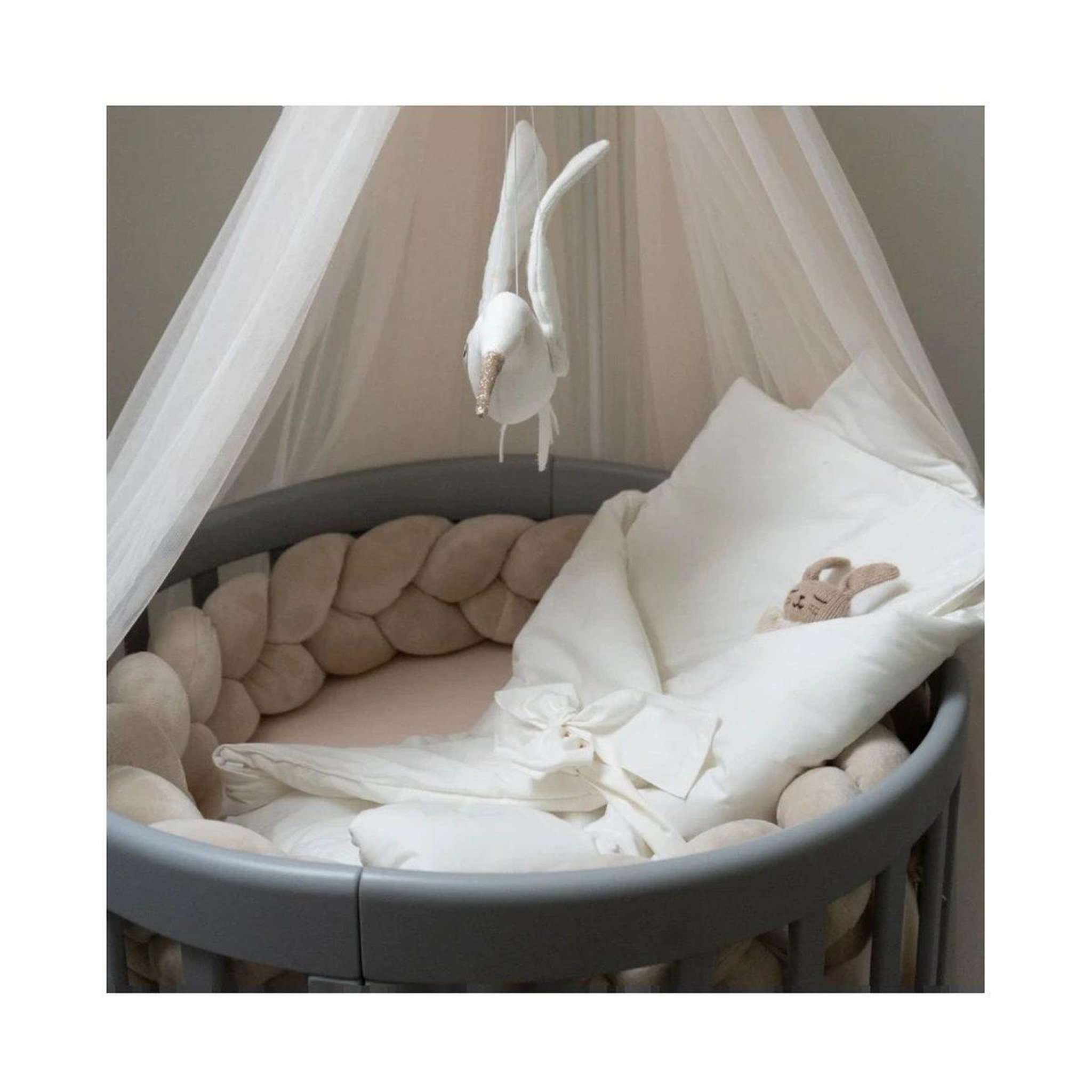 Voir la diapositive 3 : WALDIN Parure 2 en 1 couette et lange d'emmaillotage 75 × 75 cm - écru uni