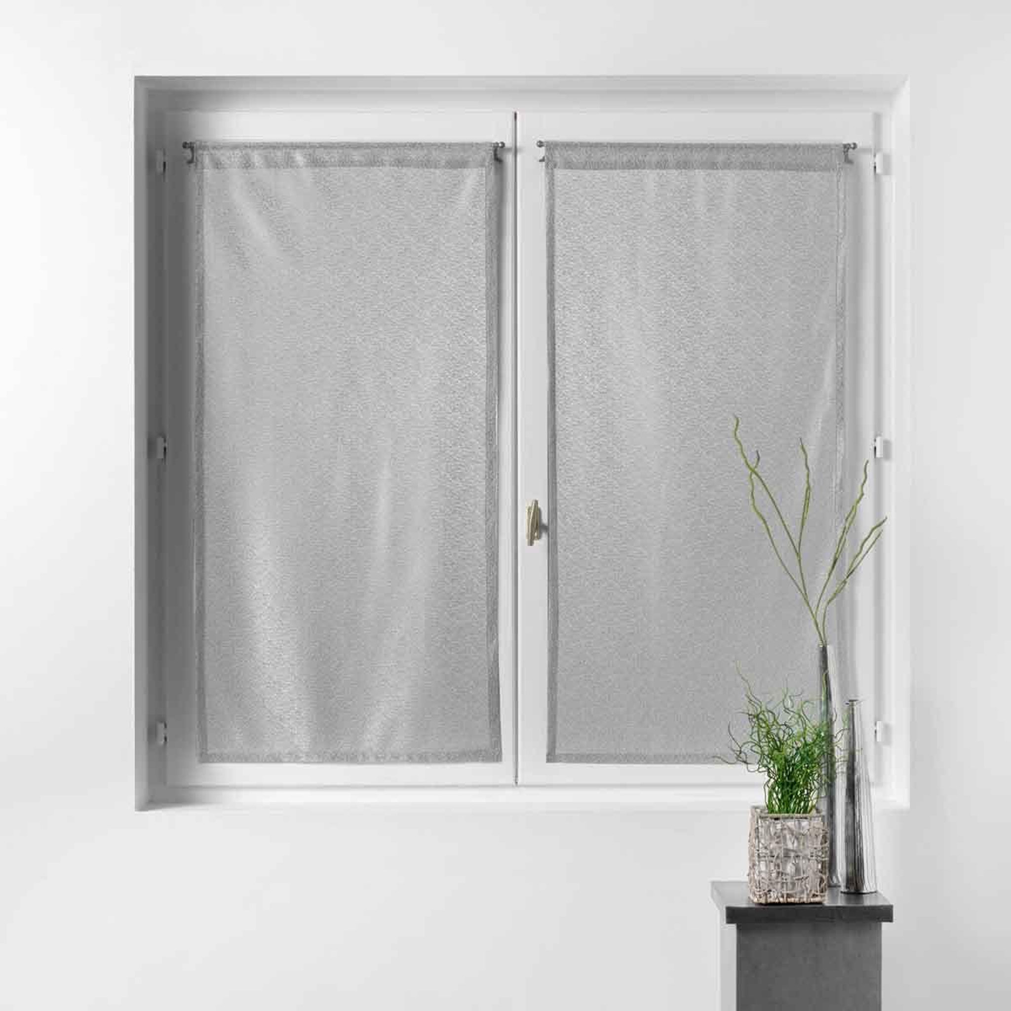 Voir la diapositive 3 : Douceur d'Intérieur Paire de voilages  castille  60x160cm gris