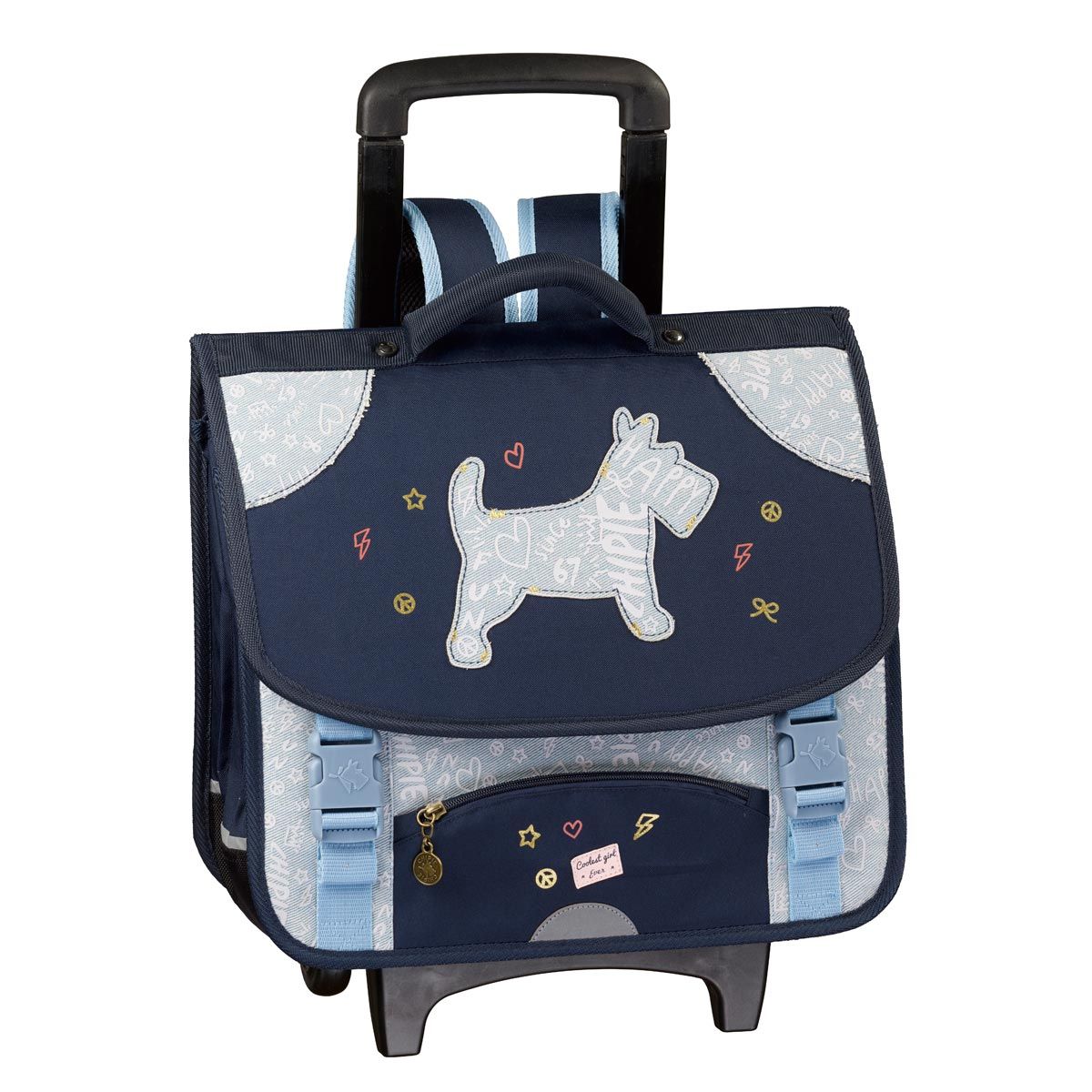 CHIPIE  Cartable à roulettes 41cm fille bleu jean
