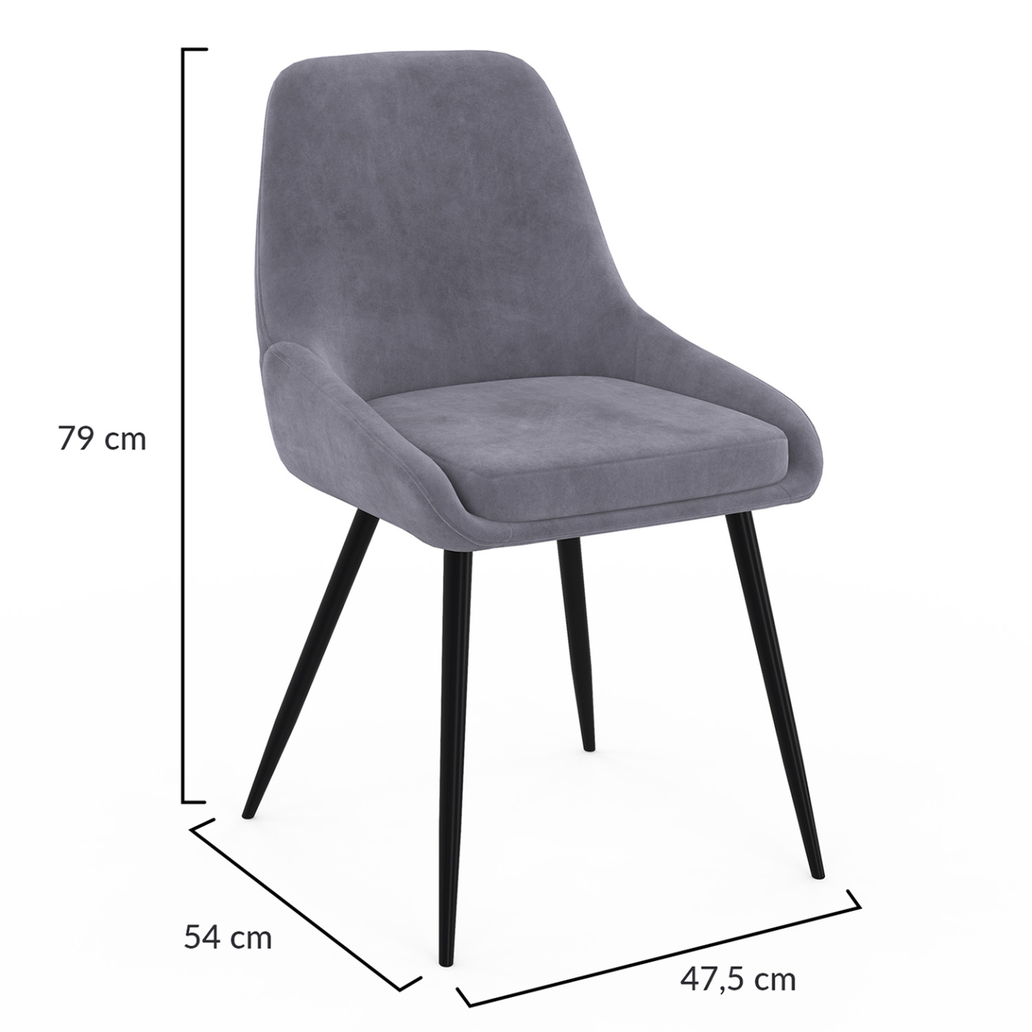 Voir la diapositive 6 : ID MARKET Lot de 4 chaises thalya en velours gris clair avec accoudoirs