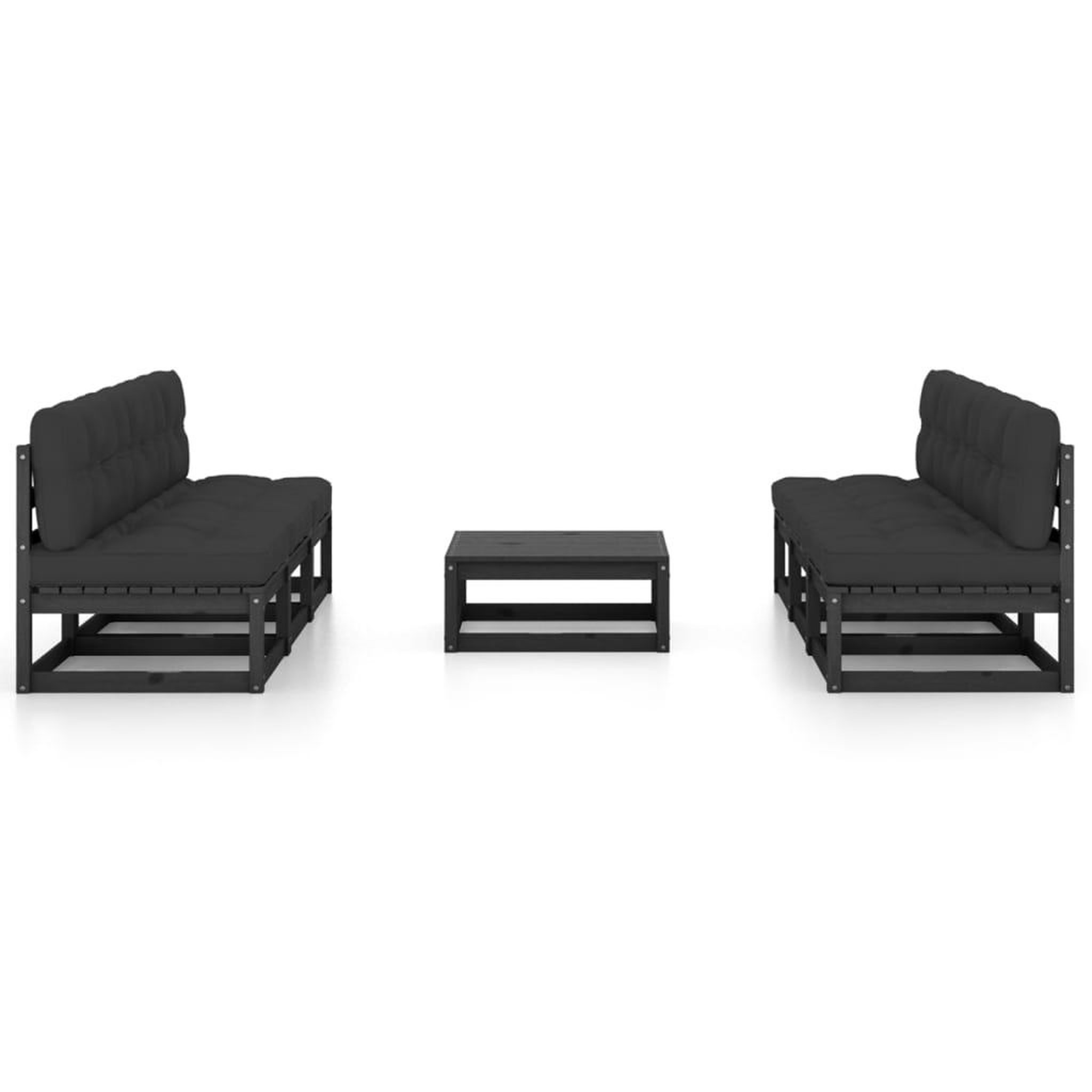 Voir la diapositive 2 : VIDAXL Salon de jardin 7 pcs avec coussins Bois de pin massif