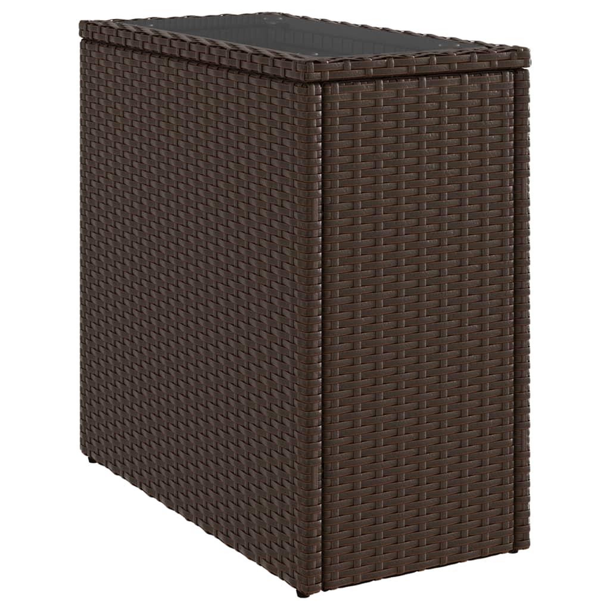 Voir la diapositive 2 : VIDAXL Table d'appoint de jardin avec dessus en verre marron rotin