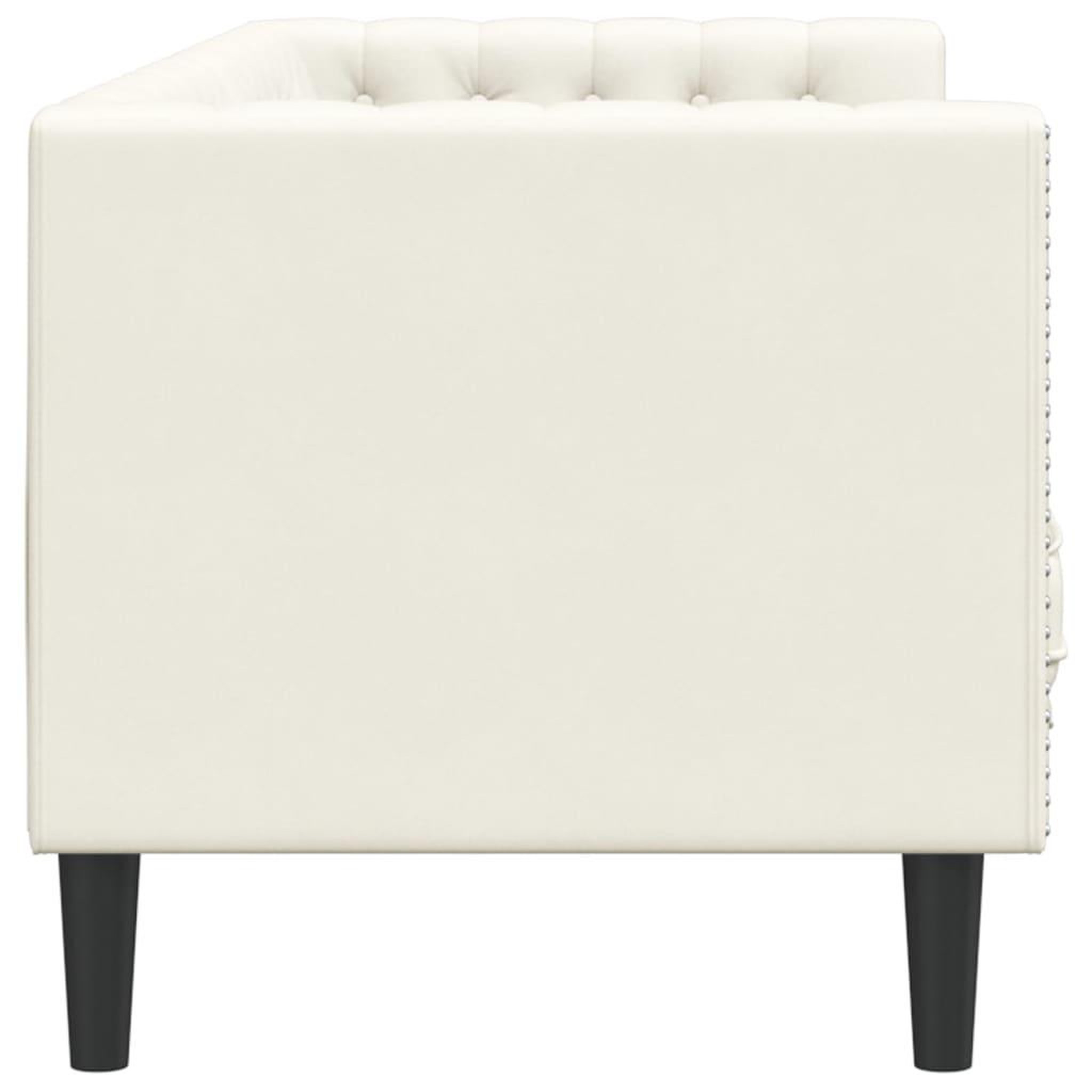 Voir la diapositive 5 : VIDAXL Canape Chesterfield avec traversins 3 places creme velours
