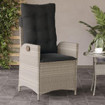 VIDAXL Chaise inclinable de jardin coussins gris clair resine tressee