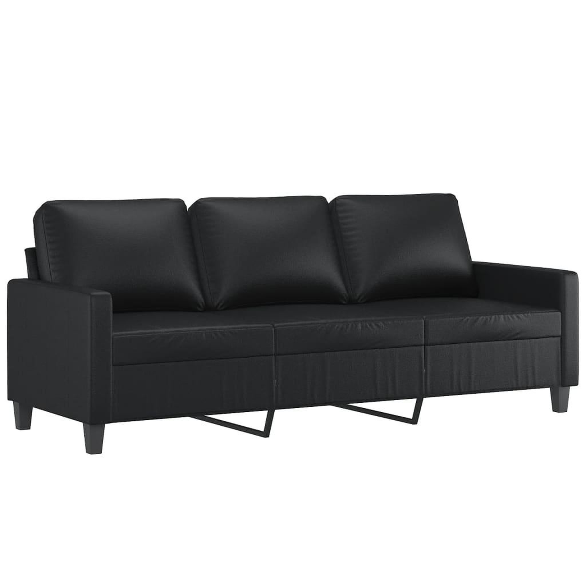 Voir la diapositive 2 : VIDAXL Canape a 3 places Noir 180 cm Similicuir