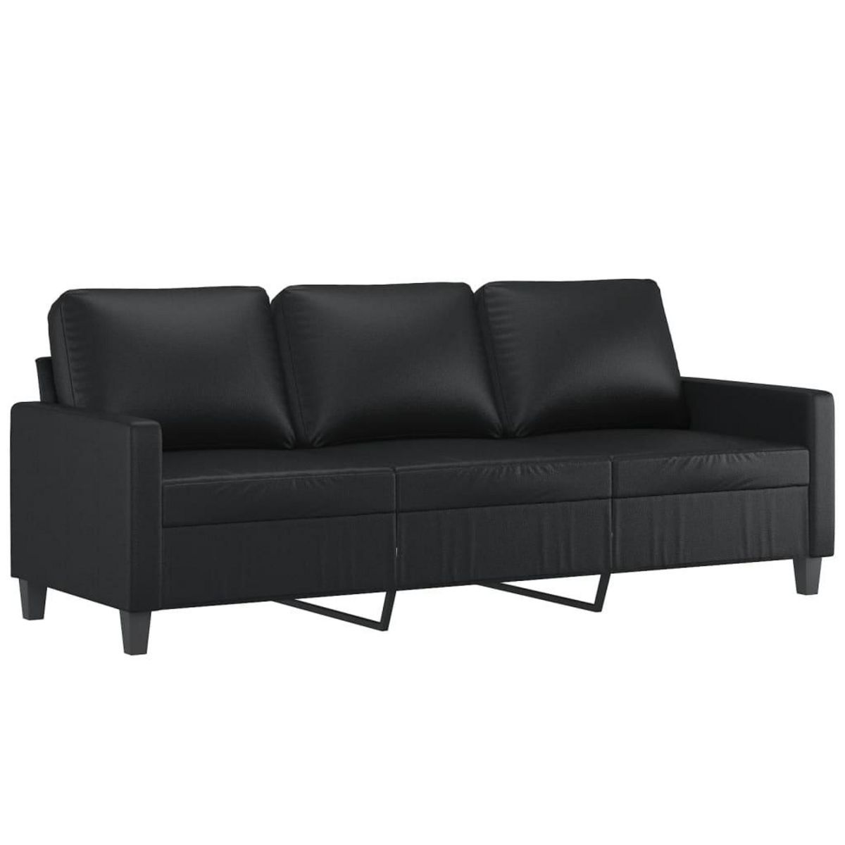 VIDAXL Canape a 3 places Noir 180 cm Similicuir