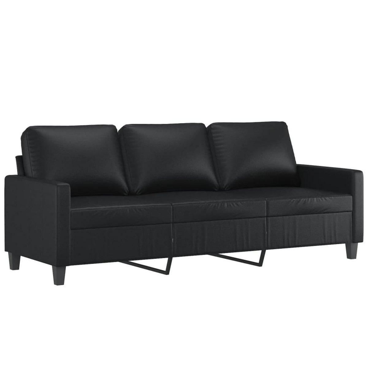 VIDAXL Canape a 3 places Noir 180 cm Similicuir