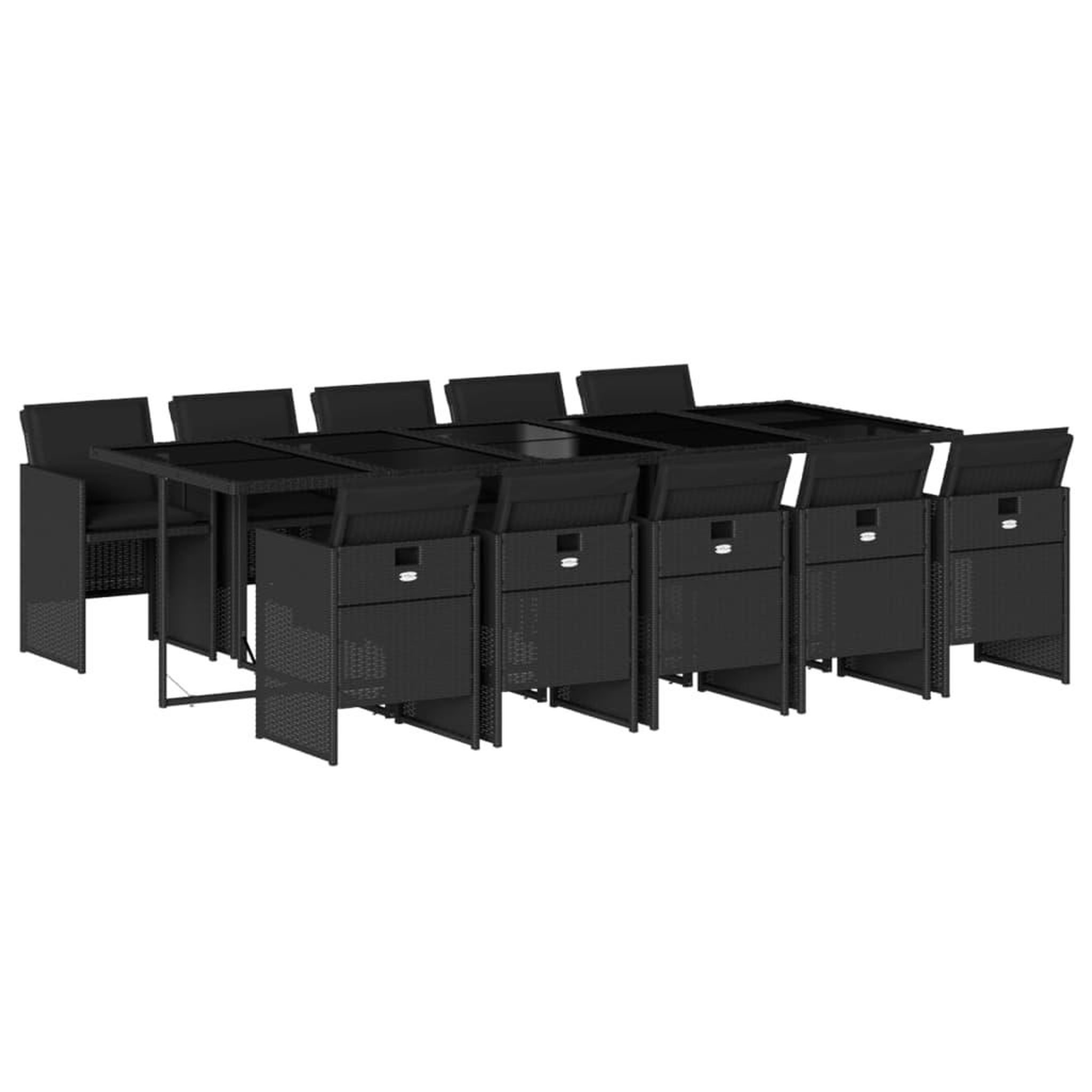 Voir la diapositive 2 : VIDAXL Ensemble a manger de jardin 11 pcs coussins noir resine tressee