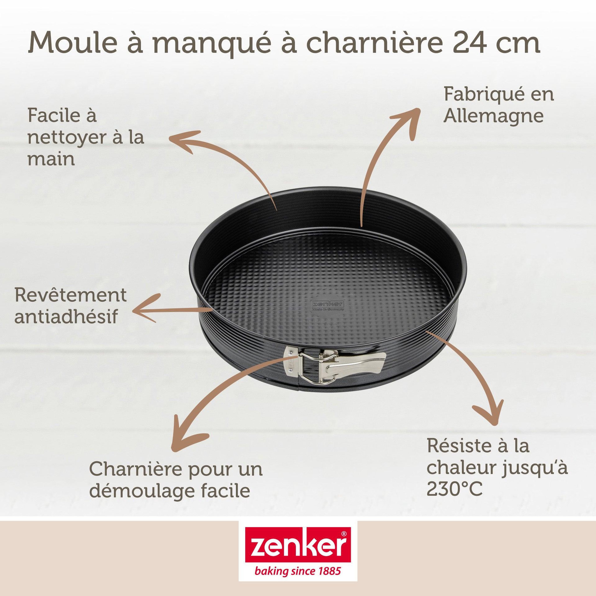 Voir la diapositive 3 : ZENKER Set pâtisserie avec moule à manqué 24 cm, 2 bols à mixer, verre mesureur et spatule zenker