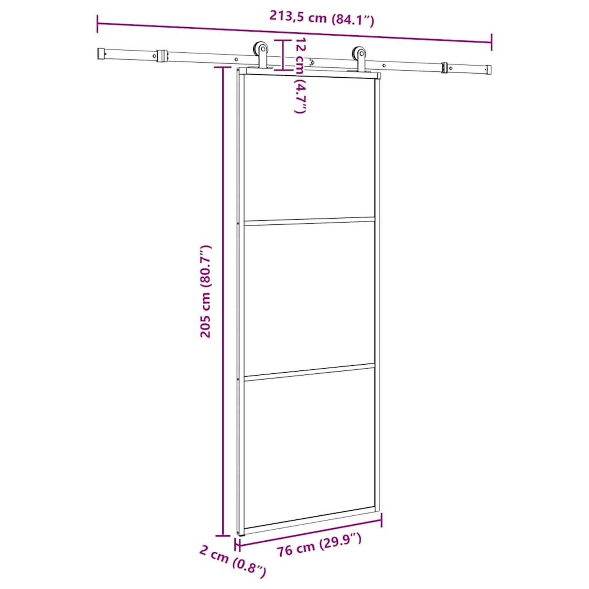 Voir la diapositive 6 : VIDAXL Porte coulissante avec kit de quincaillerie 76x205 cm Verre ESG