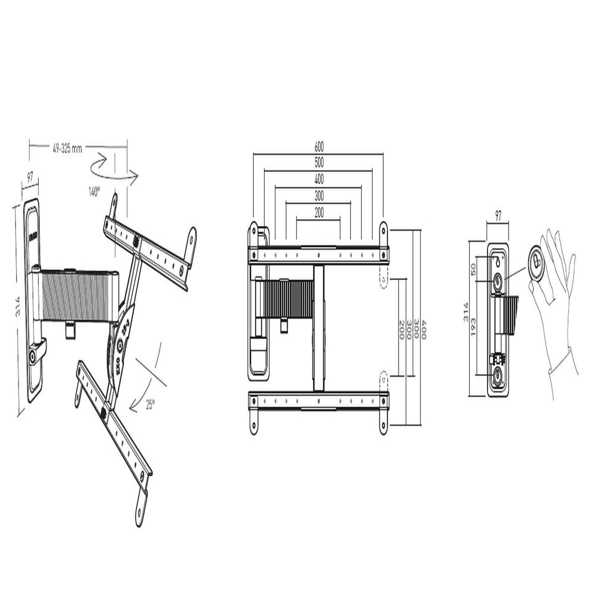 Voir la diapositive 3 : Erard Support mural inclinable/orientable pour écran de 40 à 75 - 048260