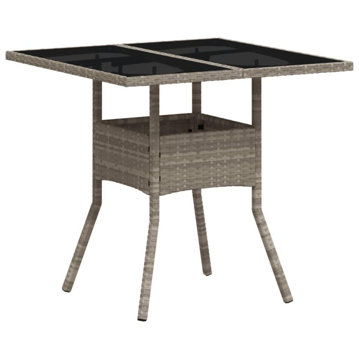 VIDAXL Table de jardin avec dessus en verre gris clair resine tressee