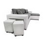 Voir la diapositive 9 : Canapé d'angle convertible avec coffre 3 places + 2 poufs à gauche et étagère à droite  MACHA