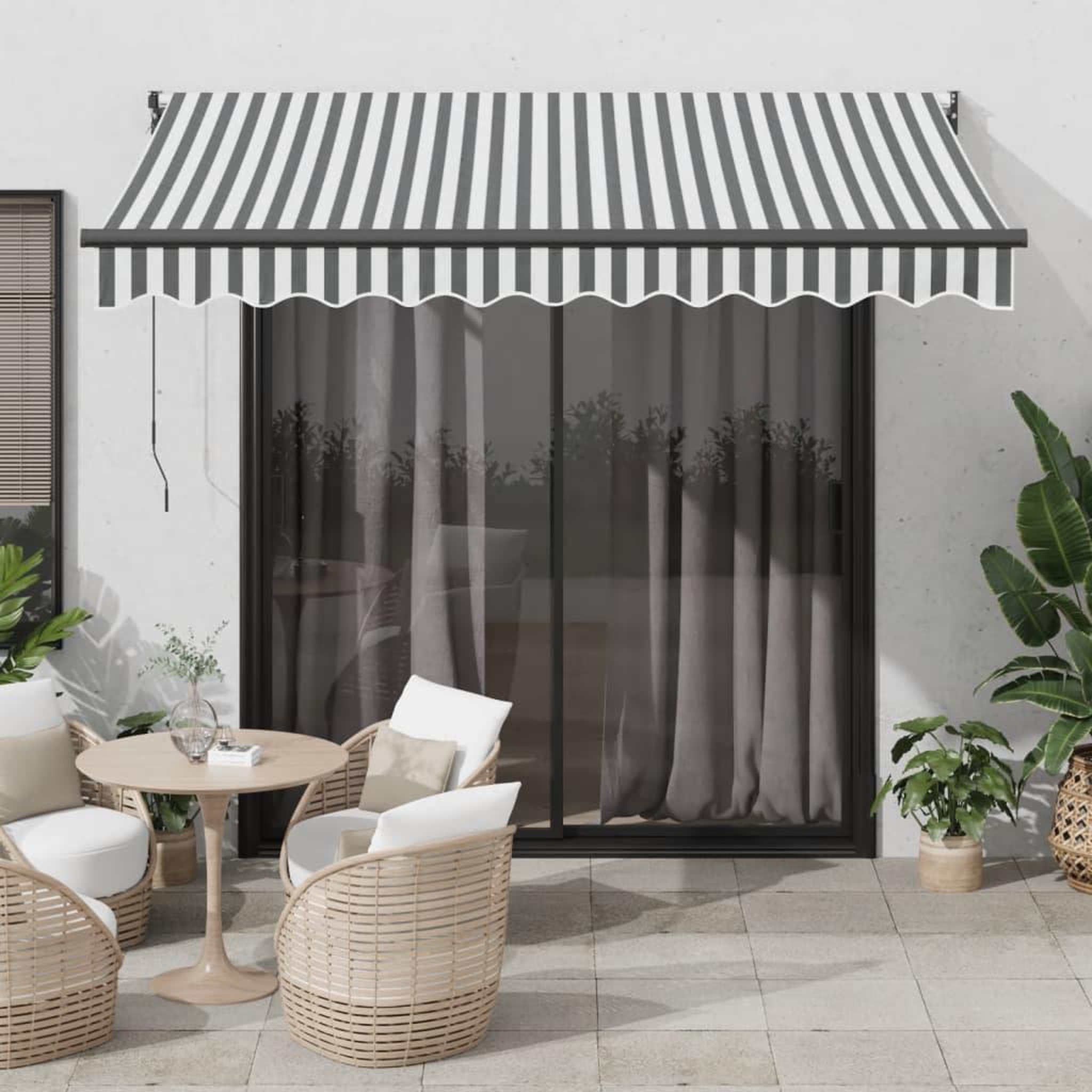 VIDAXL Auvent retractable anthracite/blanc 3x2,5 m tissu et aluminium