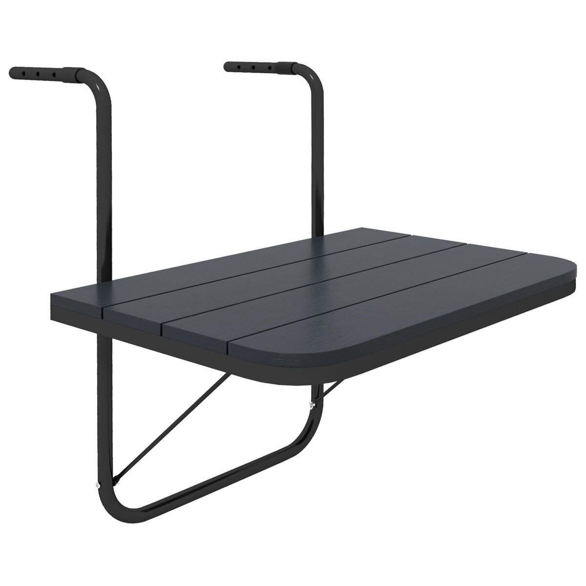 OUTSUNNY Table suspendue de balcon pliable dim. plateau 60L x 40l cm hauteur réglable 55-64H cm alu plastique noir