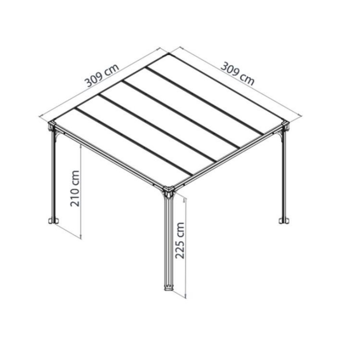 Palram Gazébo tonnelle plate 9.5m² gris anthracite - 703728