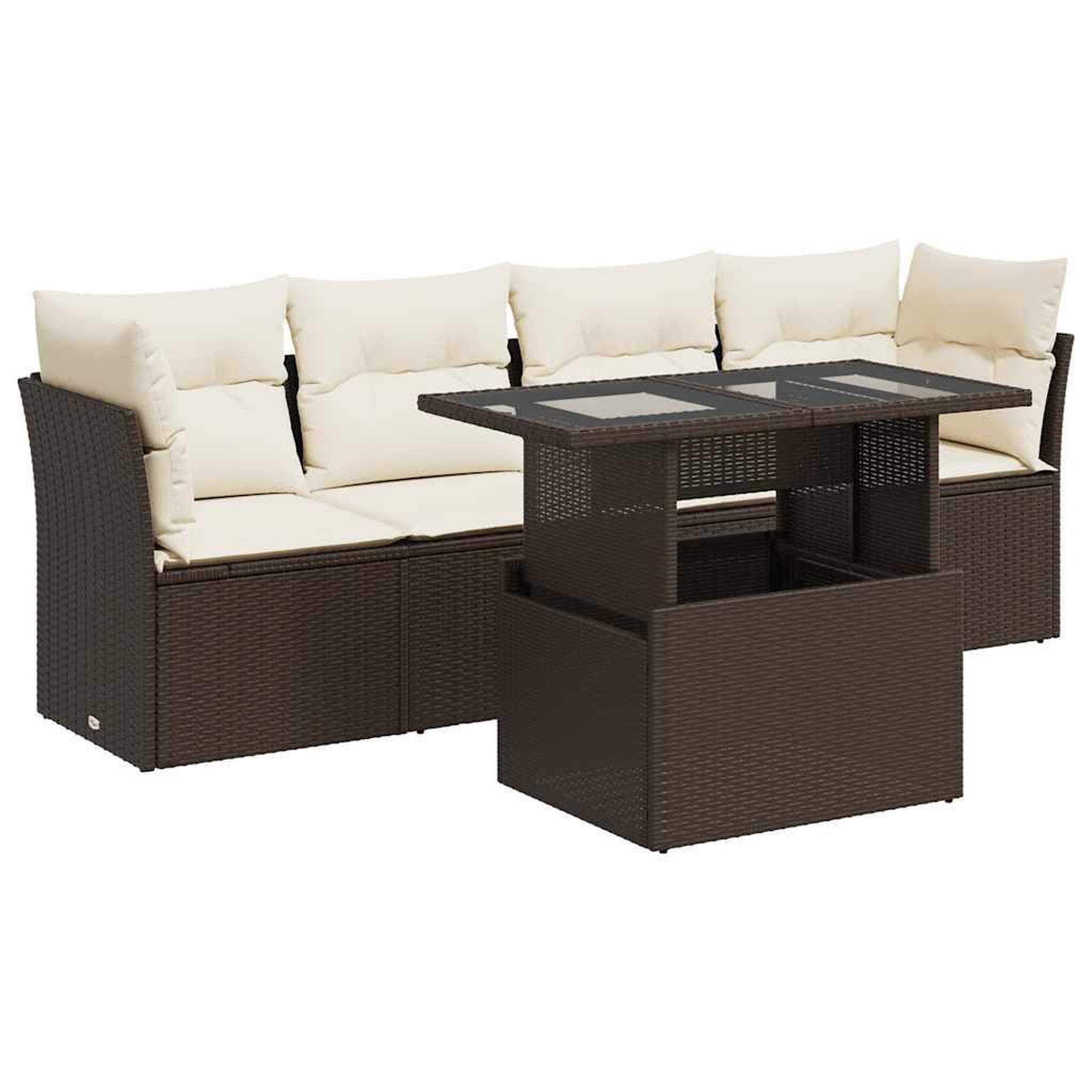 Voir la diapositive 2 : VIDAXL Salon de jardin avec coussins 5 pcs marron resine tressee