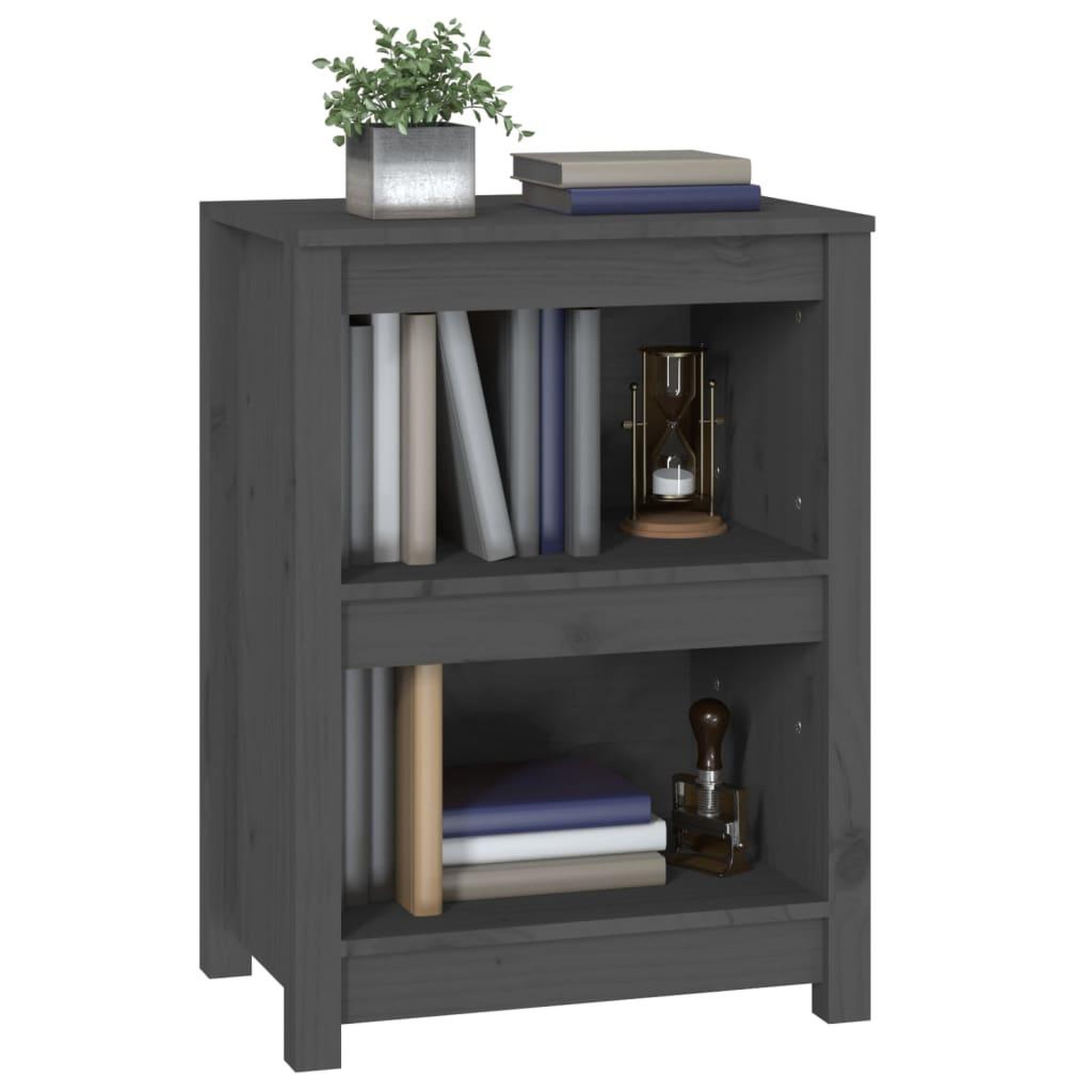 Voir la diapositive 4 : VIDAXL Bibliotheque Gris 50x35x68 cm Bois de pin massif