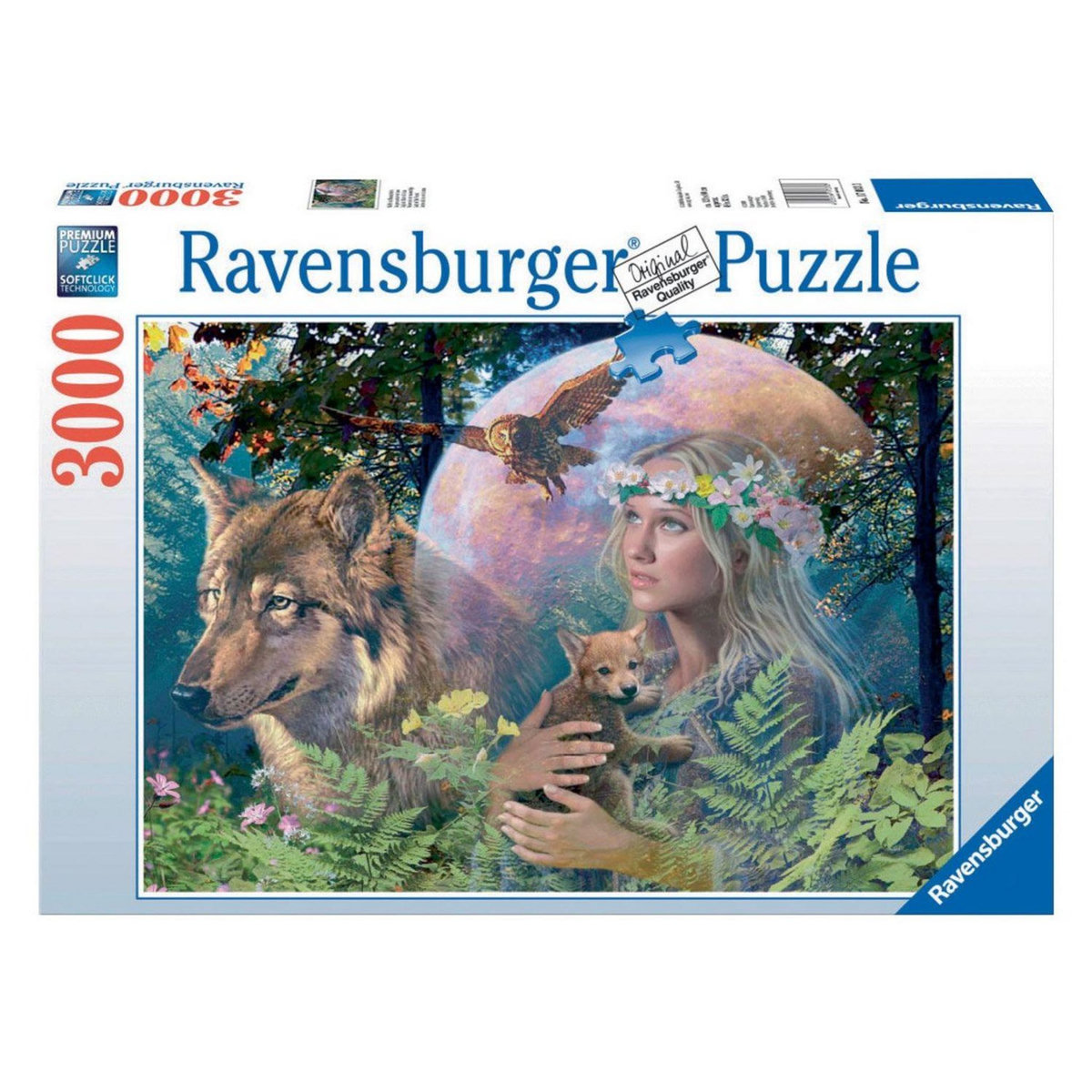 RAVENSBURGER Puzzle 3000 pièces Loups au clair de lune