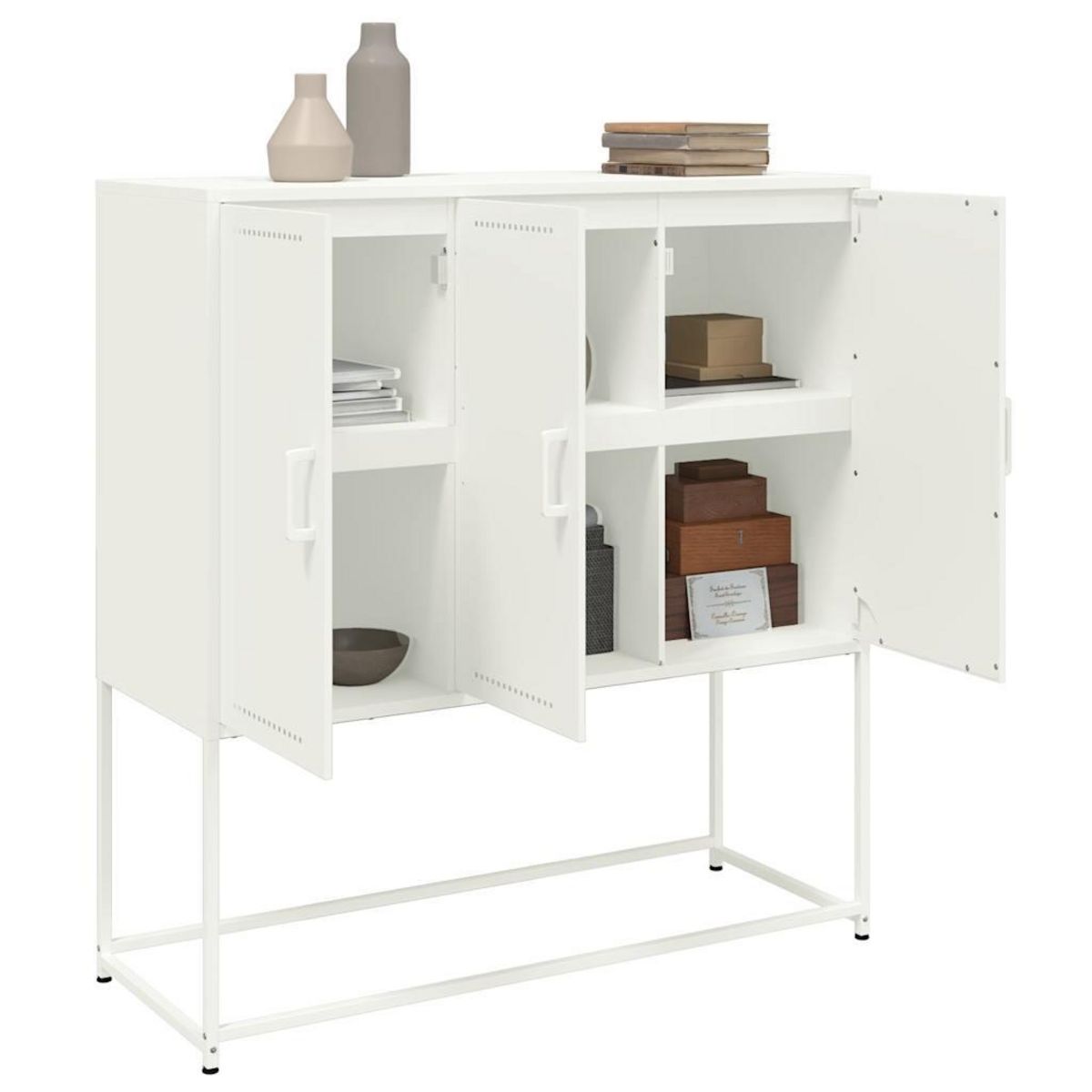 VIDAXL Buffet haut blanc 100,5x39x107 cm acier