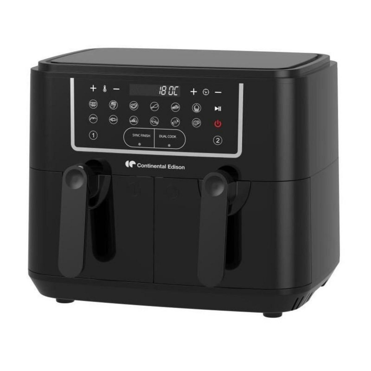 CONTINENTAL EDISON Friteuse a Air Sans huile CONTINENTAL EDISON - RFRSH24002CB - 9 L - Double bacs - 2400W - Noir