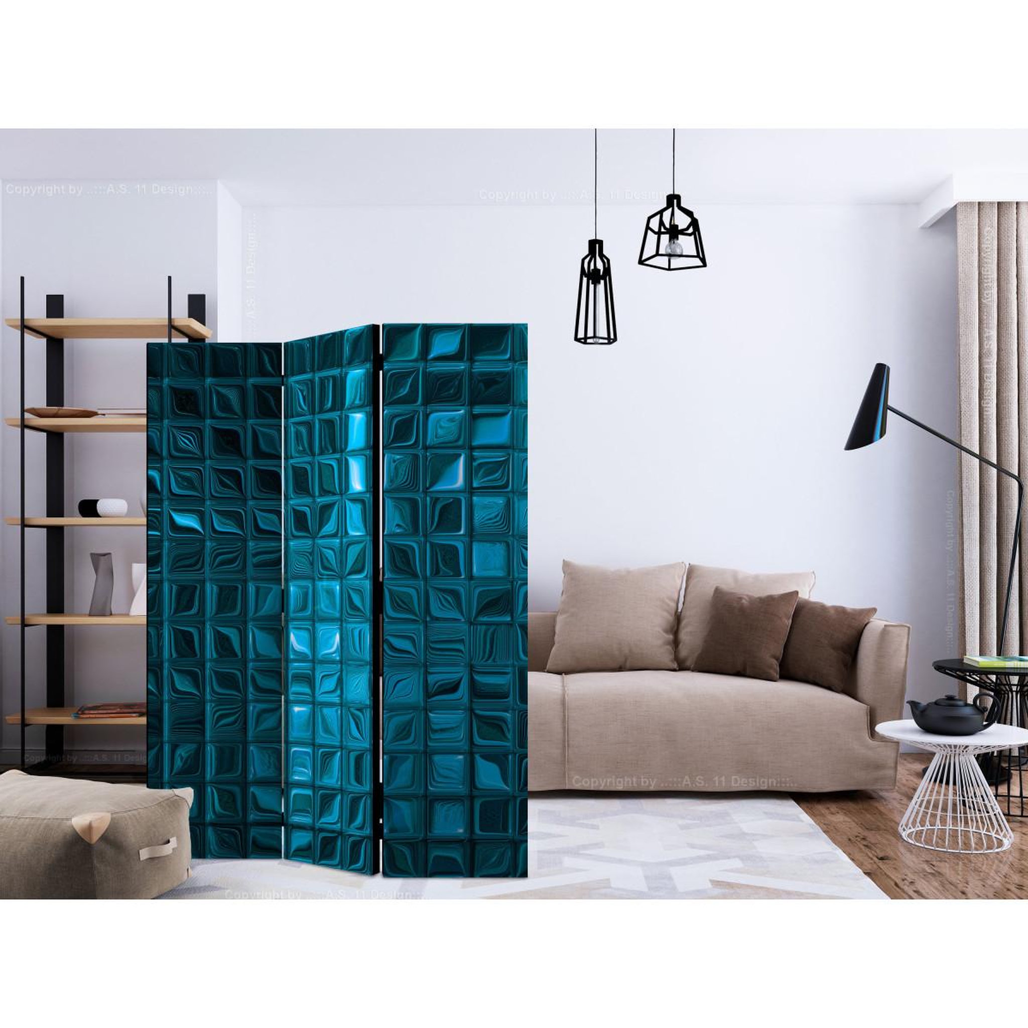 Voir la diapositive 2 : Paris Prix Paravent 3 volets  azure mosaic  135x172cm