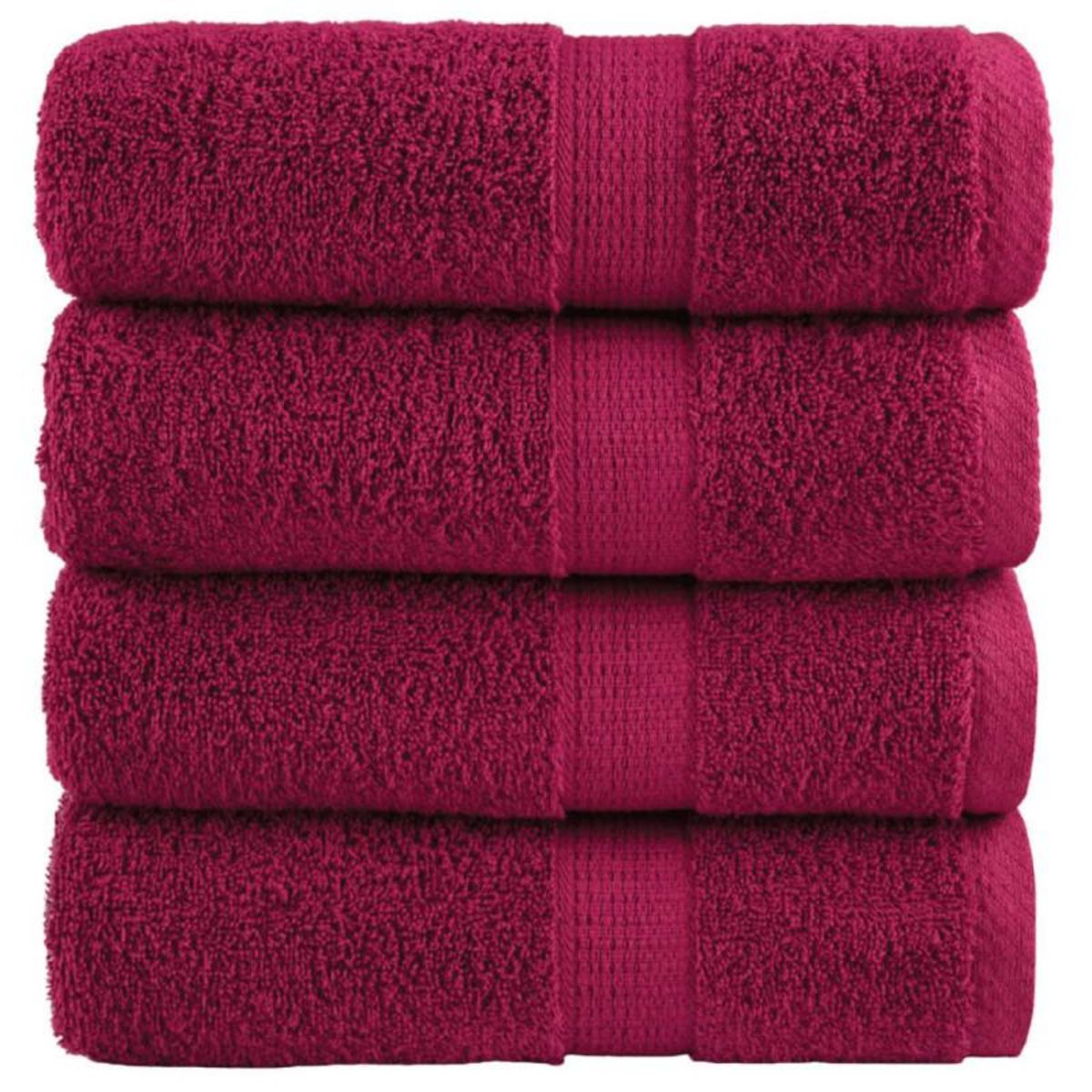 VIDAXL Serviettes d invité de qualité supérieure SOLUND 4 pcs bordeaux