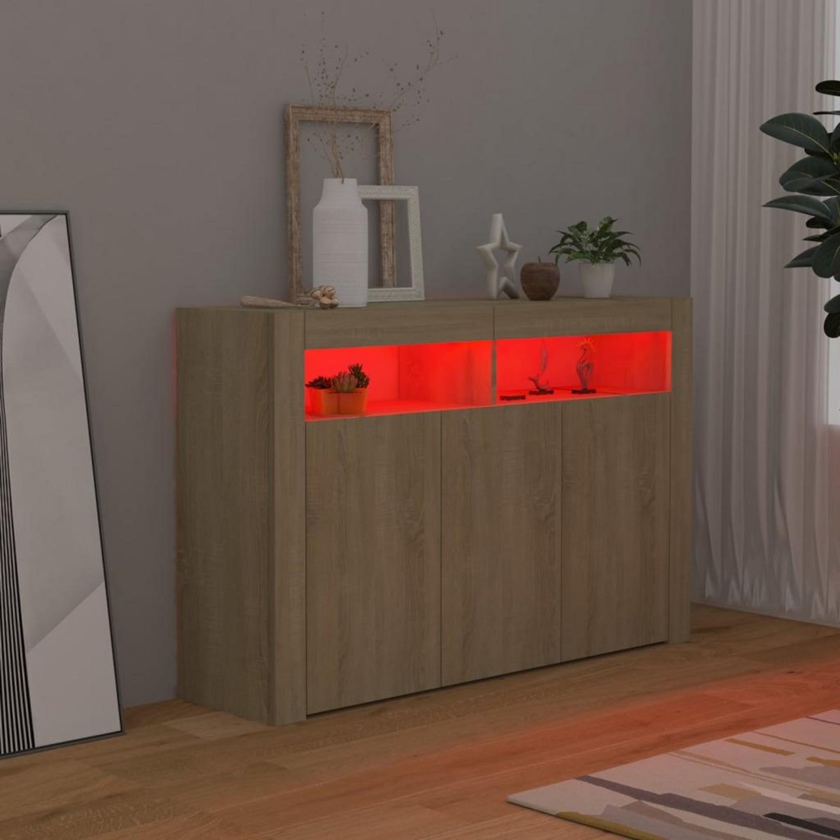VIDAXL Buffet avec lumieres LED chene sonoma 115,5x30x75 cm