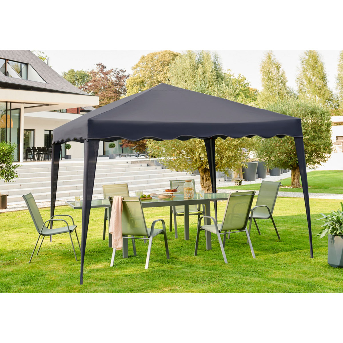 GARDENSTAR Tonnelle de jardin pliable - Acier et polyester - 2.55x3x3m - Gris